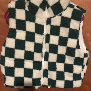 Checkered Green and White Women's Vest